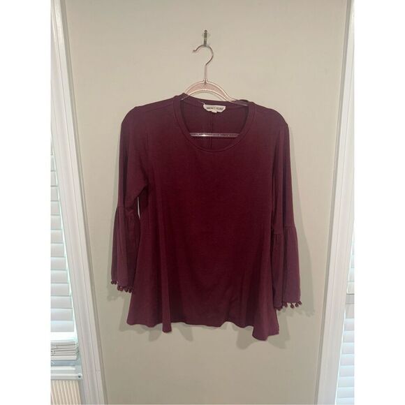 Johnny Was Calme’ Maroon Blouse 3/4 Sleeve Bamboo Blend Small - Picture 1 of 5